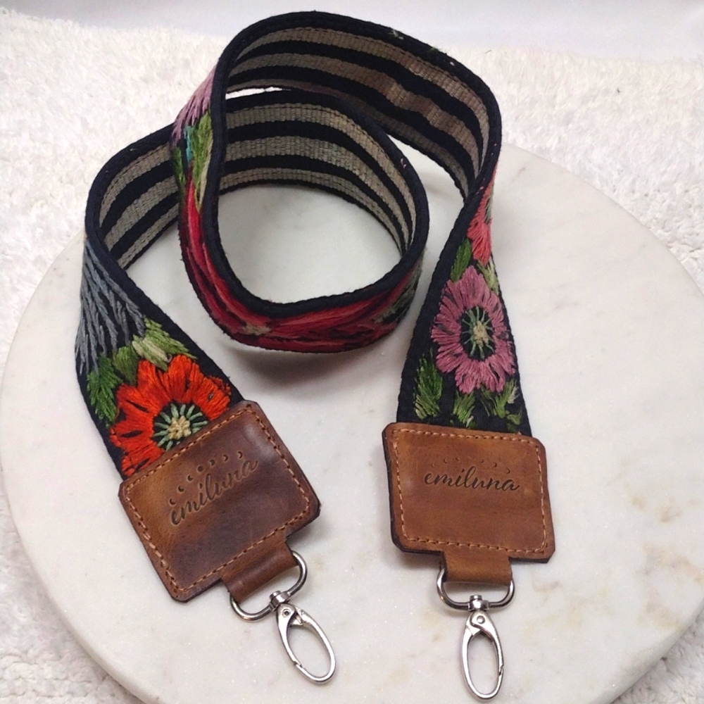 Emiluna Floral Strap 37 1/2" Long x 2 1/4" Wide Embroider Flower Z#10